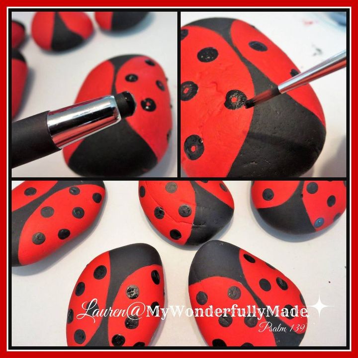painted rock ladybug crossing
