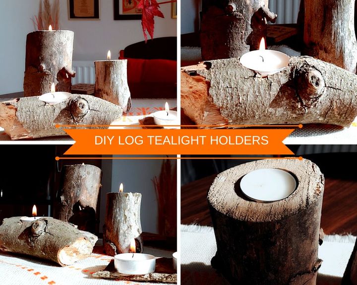 diy log tealight candle