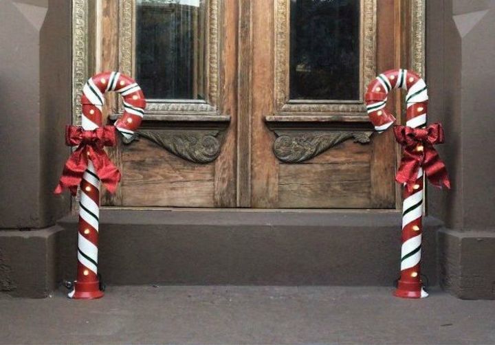 s why everyone is grabbing pvc pipes for their home decor, They make outstandingfront door candy canes
