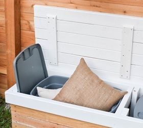 diy outdoor storage bench with hidden storage containers