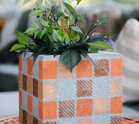 s 15 things to do with scrap material, Cinder Block Turned Flower Pot