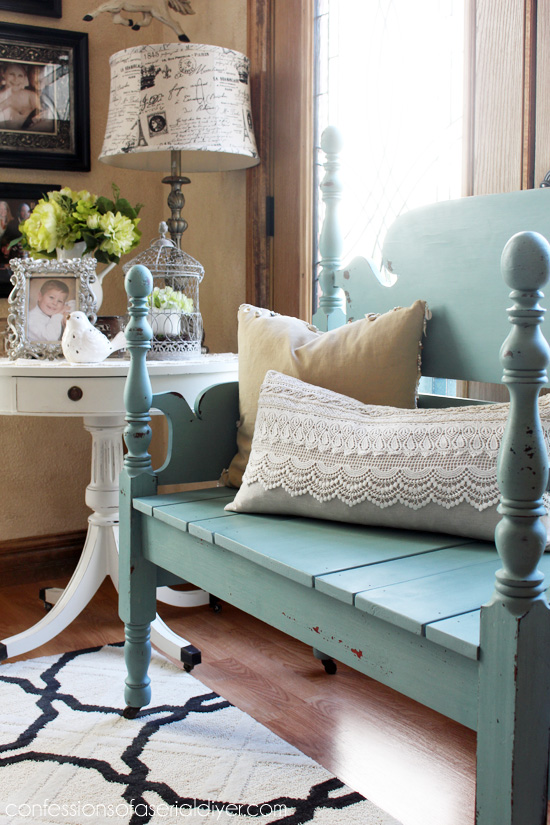 s 18 ideas to keep you from feeling blue, Headboard Bench
