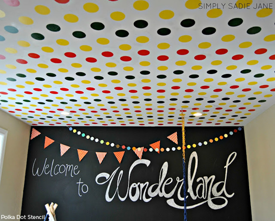 s 21 ways to have more polka dots in your life, Playfully Stenciled Ceiling