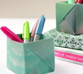 dress your desk in style with these origami pen holders