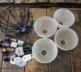 hanging solar light using glass bowl shades and dollar store items