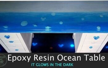 Mesa oceánica de resina epoxi que brilla en la oscuridad