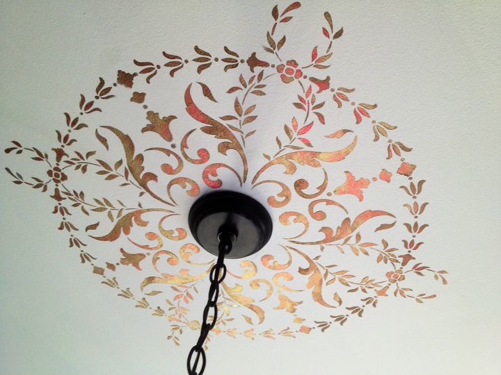 s instantly upgrade your living space with these amazing diy ideas, Stencil a medallion on the ceiling