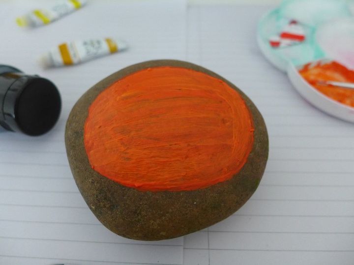 cute painted pumpkin rock