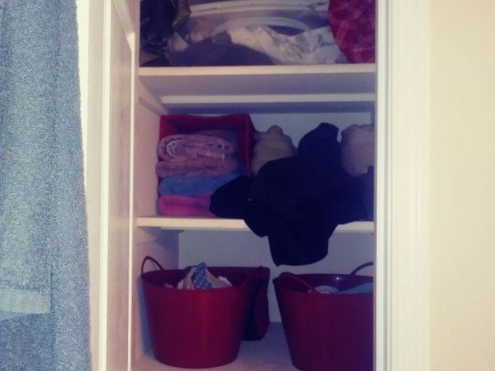 q how do i make this closet easier to get to the sheets and towels