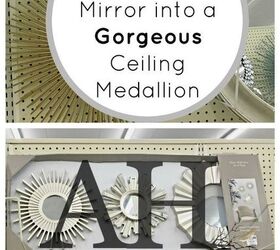 transform a cheap wall mirror into a gorgeous ceiling medallion
