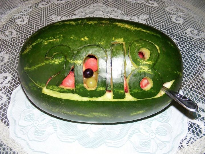 carved watermelon salad for graduation party