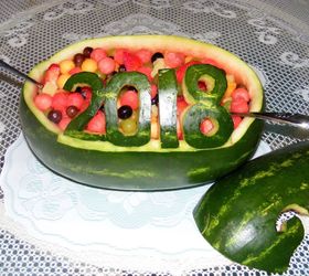 Carved Watermelon Salad for Graduation Party..