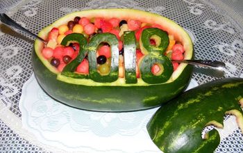 Carved Watermelon Salad for Graduation Party..