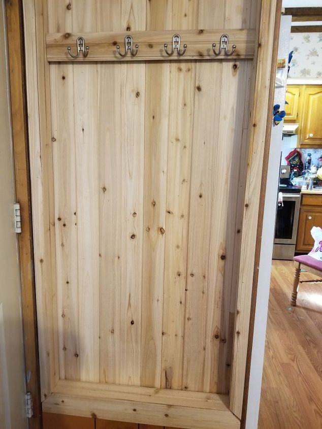 cedar plank recessed coat closet