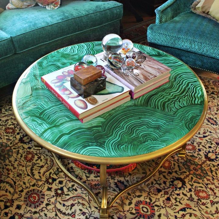 s these coffee table ideas will inspire you to make your own, Faux Malachite Coffee Table