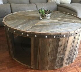 s these coffee table ideas will inspire you to make your own, Cable Spool Reclaimed Wood Table