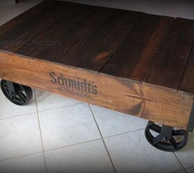 s these coffee table ideas will inspire you to make your own, Industrial Cart Pallet Wood Coffee Table