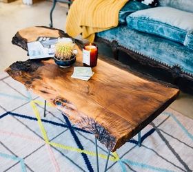 s these coffee table ideas will inspire you to make your own, Live Edge Coffee Table With Hairpin Legs