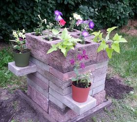 cinder block planter with shelves