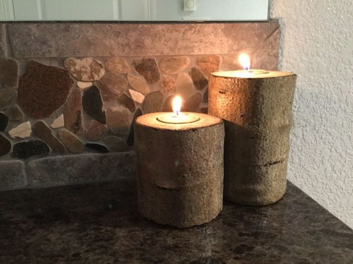 s 14 diy must haves for all camping trips, Real Tree Branch Candle Holders