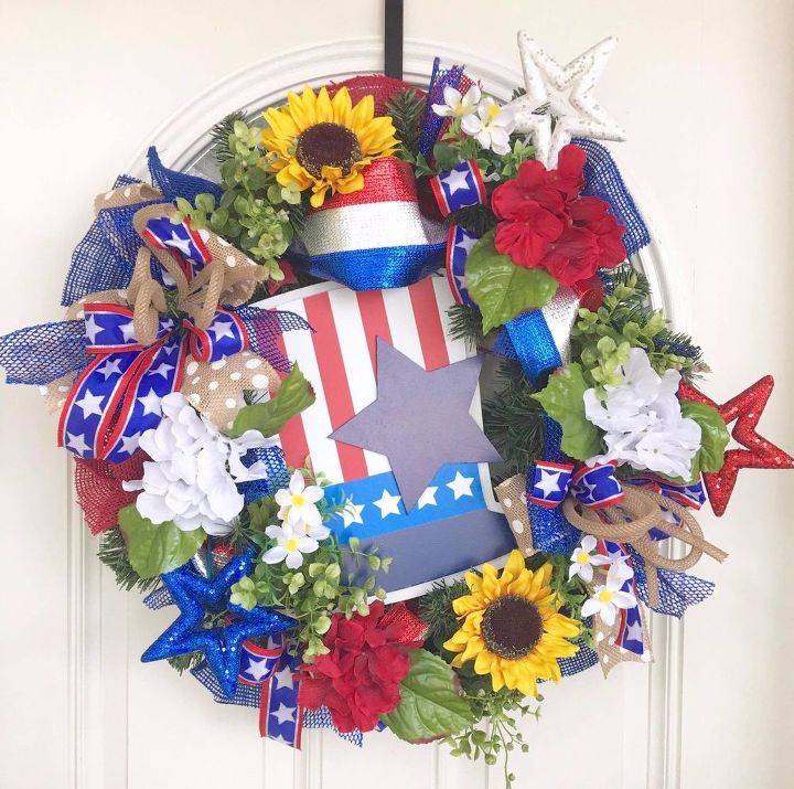 s 20 stunning wreaths for the 4th of july, Pine Tree Upcycled