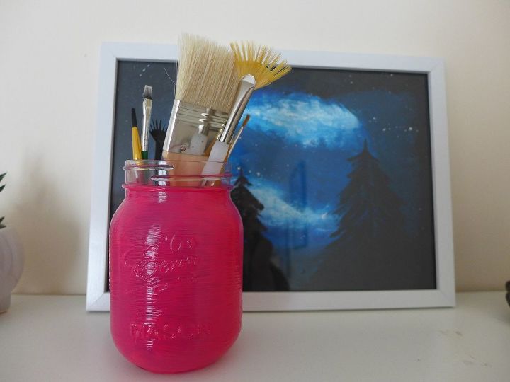 easy painted mason jar paintbrush holder