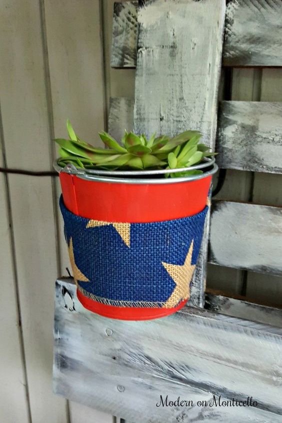 patriotic painted bucket planters