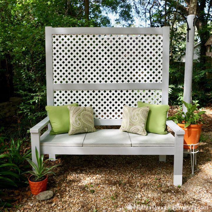 copy one of these lovely lattice ideas for your home, Outdoor Privacy Bench