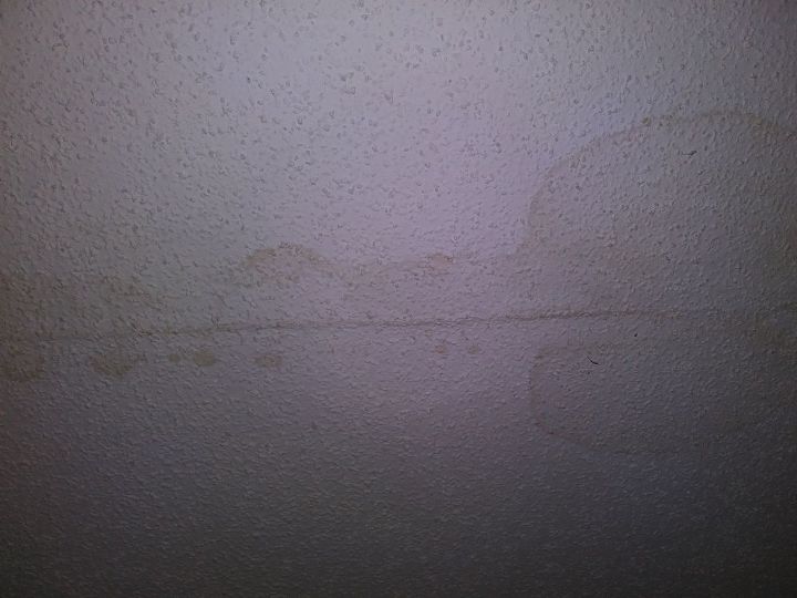 q old flocked ceiling roof leak how to fix crack stain