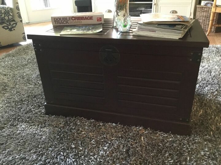 q how do i paint or stain or update dark storage trunk to grey