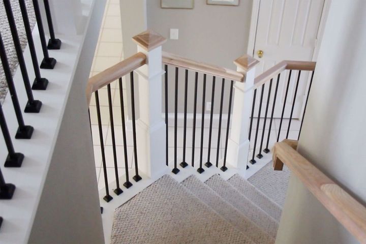 farmhouse staircase with chalk paint