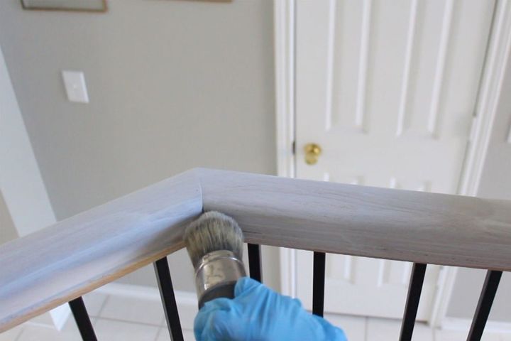 farmhouse staircase with chalk paint