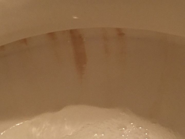 q how to get rid of rust stain in toilet