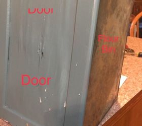 trying to remove flour bin from hoosier cabinet door