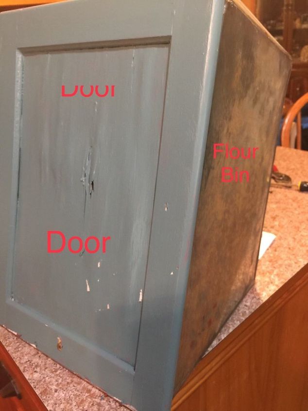 trying to remove flour bin from hoosier cabinet door