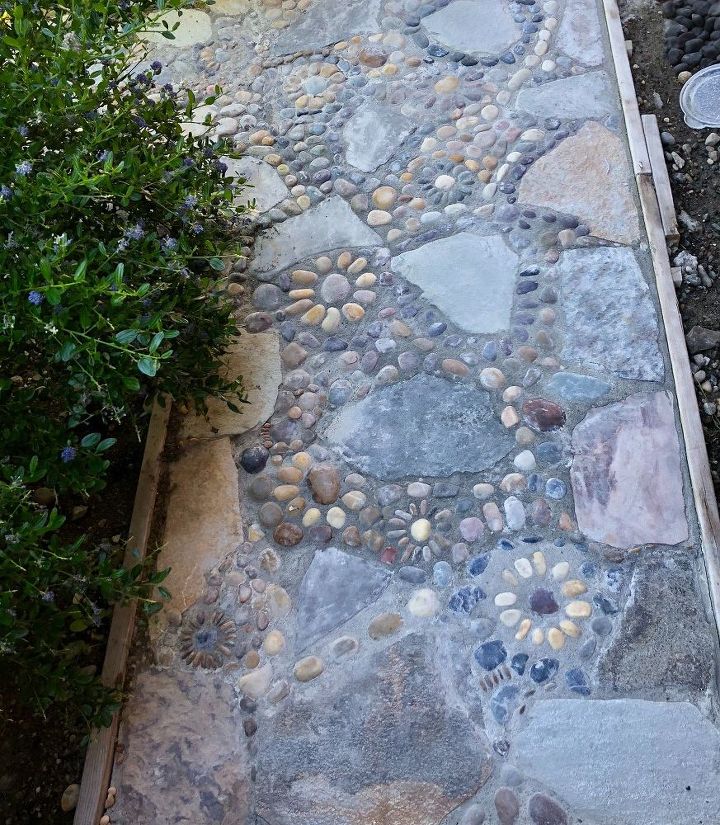 creating a stone mosaic front garden path, What it looks like now before the acid