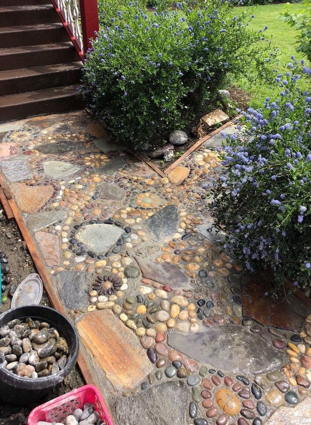 creating a stone mosaic front garden path, Love it