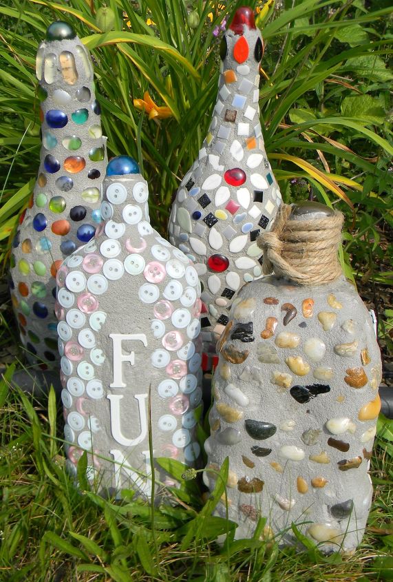 20 maneiras de incorporar mosaicos em sua casa, Mosaicos de jardim com materiais reciclados