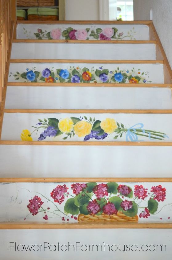sua escada precisa de uma atualizao, pintura de flores