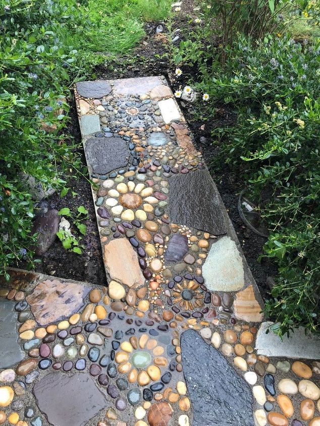 creating a stone mosaic front garden path