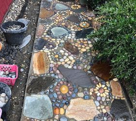 creating a stone mosaic front garden path