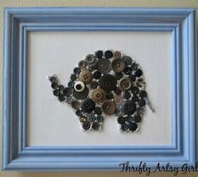15 quick and easy gift ideas using buttons, Turn them into an adorable framed elephant
