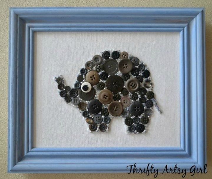 15 quick and easy gift ideas using buttons, Turn them into an adorable framed elephant