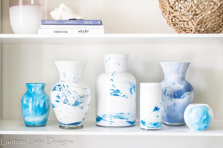 18 easy diy projects that you can do this weekend, Marbled Vases