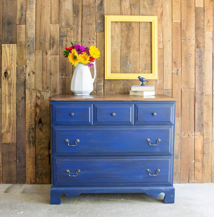 18 easy diy projects that you can do this weekend, Maple Dresser Makeover With Dark Denim Wash