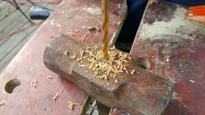 replacing a broken wood handle on a sledge hammer