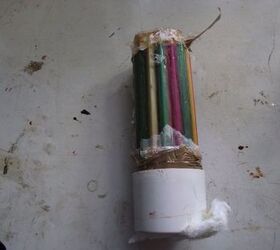 Wrap colored pencils around a PVC pipe for this amazing tabletop idea