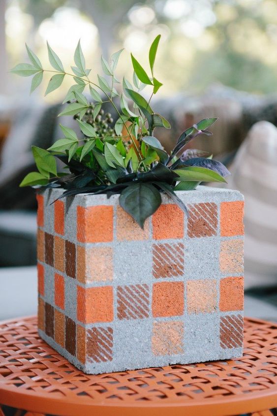 17 faux brick ideas for your home, Cinder Blocks Turned Flower Pots