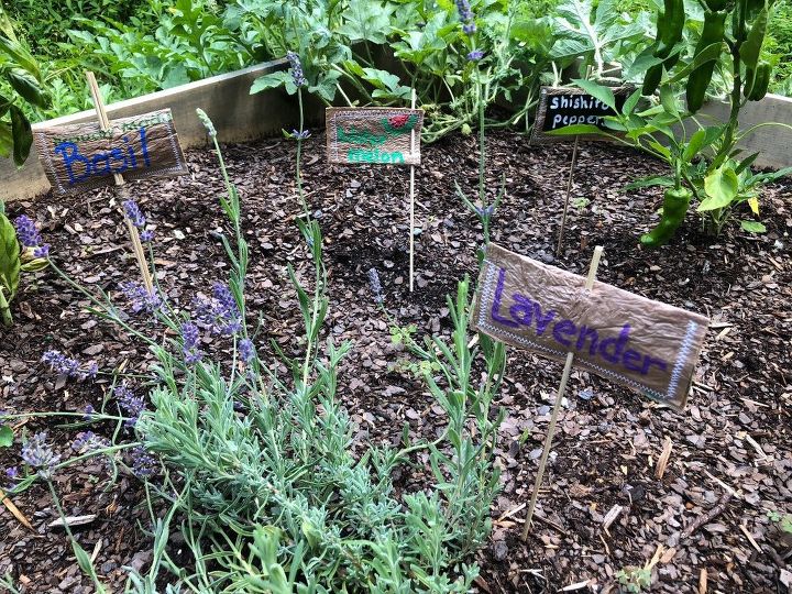 recycling grocery bags into garden markers