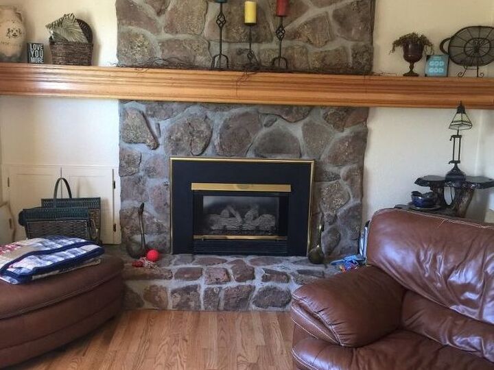 q what can i do to update this ugly fireplace
